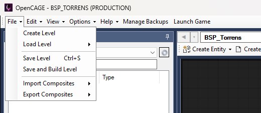 The script editor's File menu with Create Level at the top.