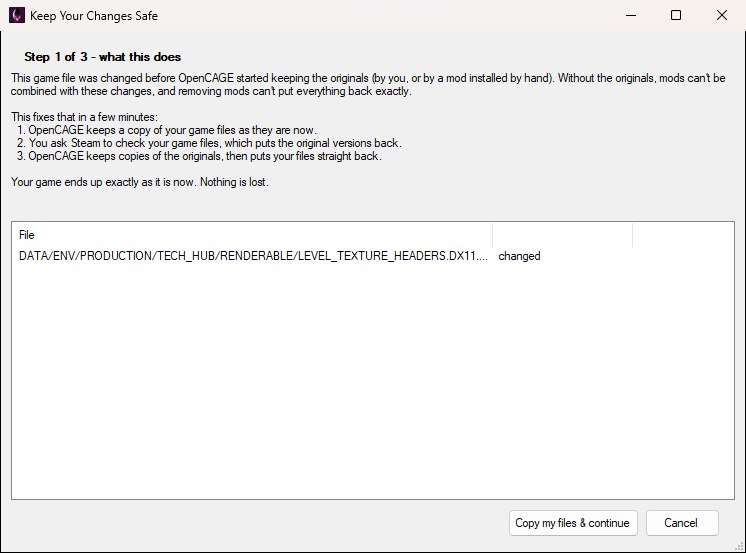The Keep Your Changes Safe window, explaining the three steps and listing the changed file.