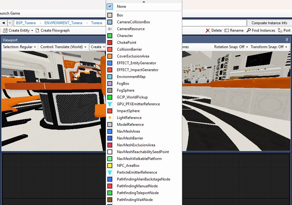 The Create dropdown on the Viewport toolbar with None ticked, followed by the function types that can be placed by clicking in the scene, each with its filter colour.