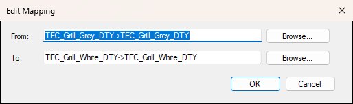 The Edit Mapping dialog showing a From: field and a To: field, each with a Browse... button, and OK and Cancel buttons.