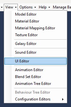 The View menu of the main OpenCAGE window with the UI Editor item highlighted.