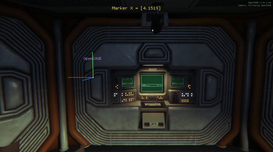 In game, the marker sweeping across a Torrens console with its X position printed at the top of the screen